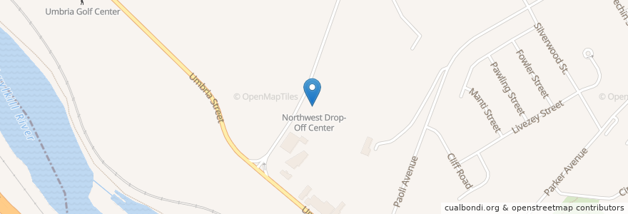 Mapa de ubicacion de Northwest Drop-Off Center en États-Unis D'Amérique, Pennsylvanie, Philadelphia County, Philadelphia.