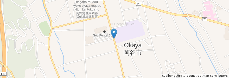 Mapa de ubicacion de 岡谷市 en Japão, Nagano, 岡谷市.