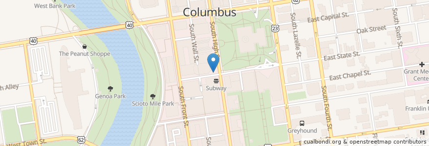 Mapa de ubicacion de UPS Drop-Box en Stati Uniti D'America, Ohio, Franklin County, Columbus.