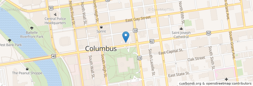 Mapa de ubicacion de United States Postal Service Mailbox en Amerika Birleşik Devletleri, Ohio, Franklin County, Columbus.
