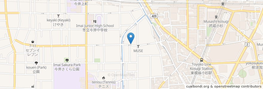 Mapa de ubicacion de 粥菜坊 en Japão, 神奈川県, 川崎市, 中原区.
