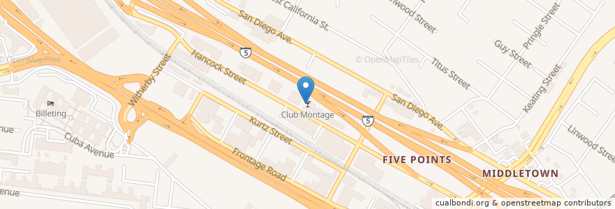Mapa de ubicacion de Club Montage en Amerika Birleşik Devletleri, Kaliforniya, San Diego County, San Diego.
