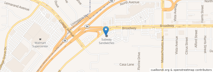 Mapa de ubicacion de Subway en Stati Uniti D'America, California, San Diego County, Lemon Grove.