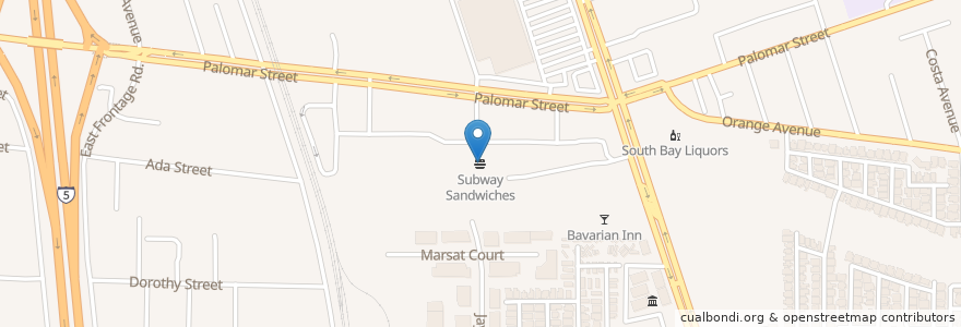 Mapa de ubicacion de Subway Sandwiches en Amerika Syarikat, California, San Diego County, Chula Vista.