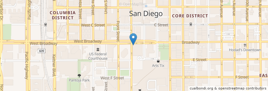 Mapa de ubicacion de Corner Bakery Cafe en Соединённые Штаты Америки, Калифорния, San Diego County, San Diego.