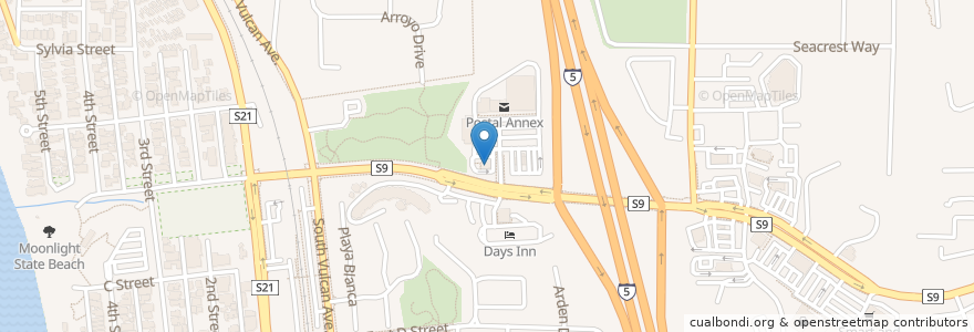 Mapa de ubicacion de Wendy's en 미국, 캘리포니아주, San Diego County, Encinitas.