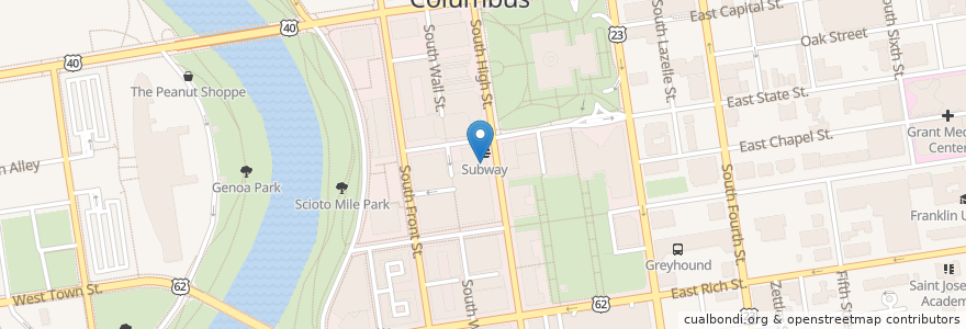 Mapa de ubicacion de CVS Pharmacy en Amerika Birleşik Devletleri, Ohio, Franklin County, Columbus.