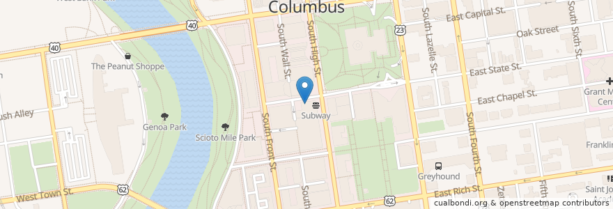 Mapa de ubicacion de Ho Toy en Соединённые Штаты Америки, Огайо, Franklin County, Columbus.