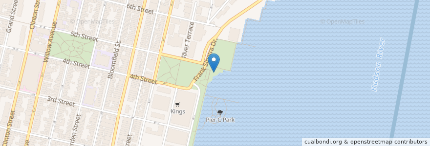 Mapa de ubicacion de Amphitheater en アメリカ合衆国, ニュージャージー州, Hudson County, Hoboken.