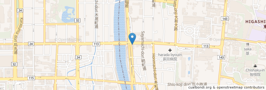 Mapa de ubicacion de 맥도날드 en 일본, 교토부, 京都市, 下京区, 東山区.