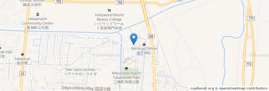Mapa de ubicacion de 三柱神社 en Япония, Фукуока, 柳川市.