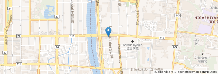 Mapa de ubicacion de こなかじま歯科 en 日本, 京都府, 京都市, 東山区.