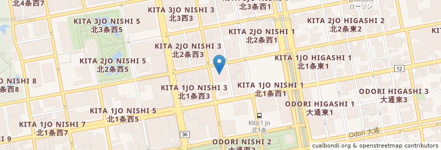 Mapa de ubicacion de 札幌時計台雲母保育園 en 日本, 北海道, 石狩振興局, 札幌市, 中央区.