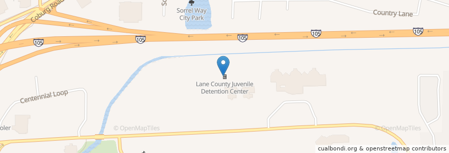Mapa de ubicacion de Lane County Juvenile Detention Center en United States, Oregon, Lane County, Eugene.