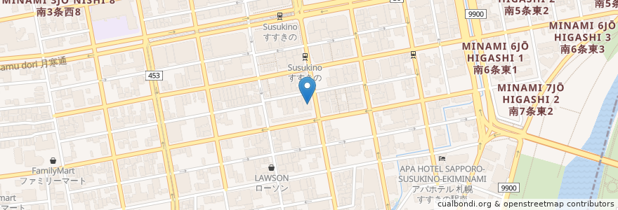 Mapa de ubicacion de ラーメン 山岡家 en Japón, Prefectura De Hokkaidō, 石狩振興局, Sapporo, 中央区.
