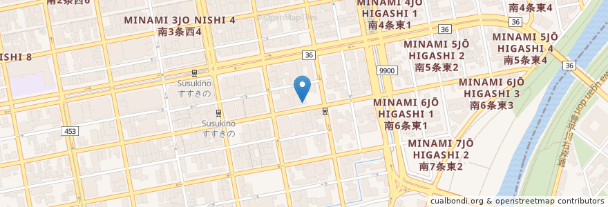 Mapa de ubicacion de 氷雪の門 en Япония, Хоккайдо, Округ Исикари, Саппоро, Тюо.