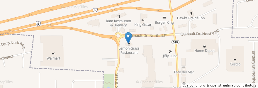Mapa de ubicacion de Lemon Grass Restaurant  en الولايات المتّحدة الأمريكيّة, واشنطن, Thurston County, Lacey.