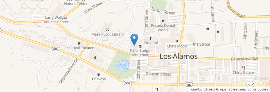 Mapa de ubicacion de Fuller Lodge Art Center en Amerika Syarikat, New Mexico, Los Alamos County, Los Alamos.
