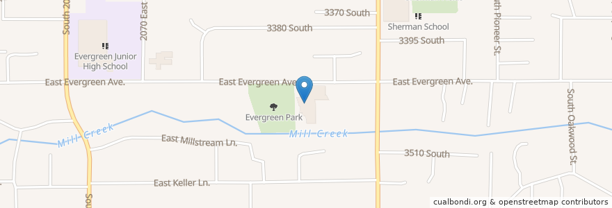 Mapa de ubicacion de Millcreek Community Library en 美利坚合众国/美利堅合眾國, 犹他州 / 猶他州, Salt Lake County, Millcreek.