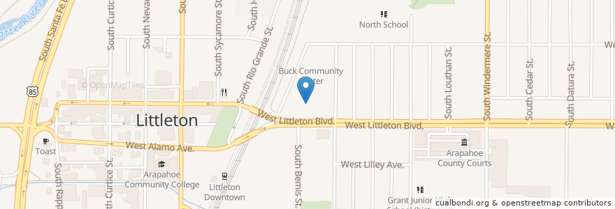 Mapa de ubicacion de Littleton Municipal Courthouse en Stati Uniti D'America, Colorado, Littleton, Arapahoe County.