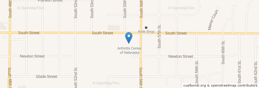 Mapa de ubicacion de Arthritis Center of Nebraska en Estados Unidos De América, Nebraska, Lancaster County, Lincoln.