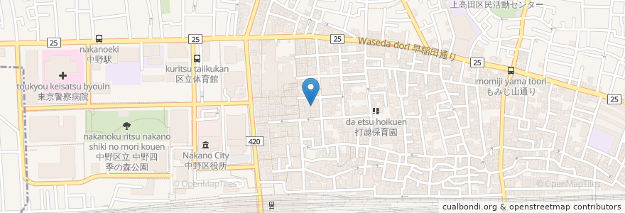 Mapa de ubicacion de 酒菜家 秀 en Japan, Tokio, 中野区.
