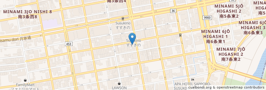 Mapa de ubicacion de Style Bar Garden Style en Japan, Präfektur Hokkaido, 石狩振興局, 札幌市, 中央区.