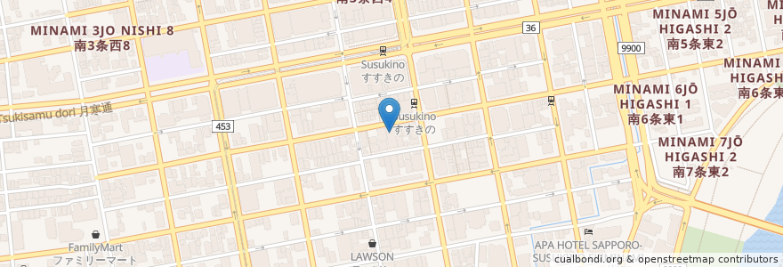 Mapa de ubicacion de Mirage en Jepun, 北海道, 石狩振興局, 札幌市, 中央区.