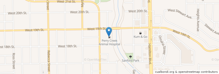 Mapa de ubicacion de Perry Creek Animal Hospital en 미국, 아이오와, Woodbury County, Sioux City.