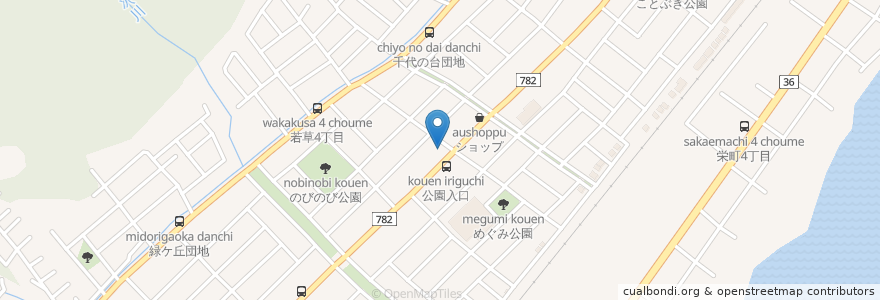 Mapa de ubicacion de 丸亀製麺 en Japan, 北海道, 胆振総合振興局, 登別市.