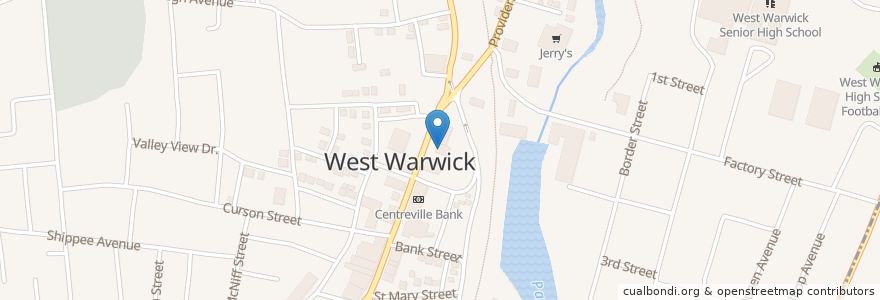 Mapa de ubicacion de West Warwick Fire Department Station 1 en Amerika Birleşik Devletleri, Rhode Island, Kent County, West Warwick.