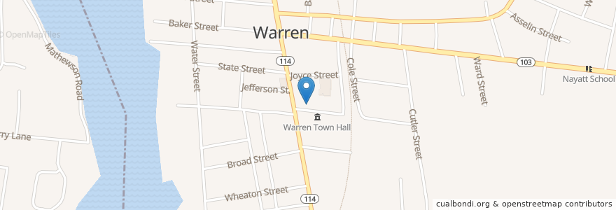 Mapa de ubicacion de George Haile Free Library en United States, Rhode Island, Bristol County, Warren.