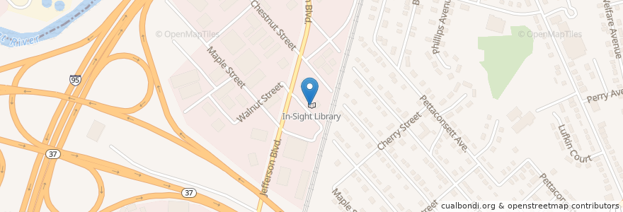 Mapa de ubicacion de In-Sight Library en Stati Uniti D'America, Rhode Island, Kent County, Warwick.