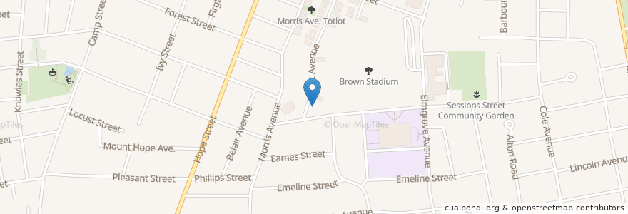 Mapa de ubicacion de Temple Emanuel en アメリカ合衆国, ロードアイランド州, Providence County, Providence.