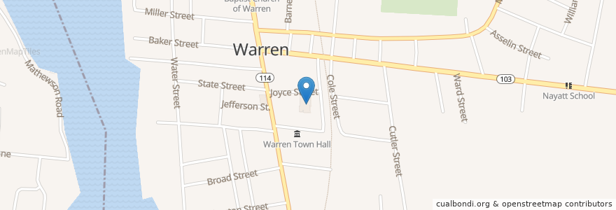 Mapa de ubicacion de Warren Police Department en ایالات متحده آمریکا, Rhode Island, Bristol County, Warren.