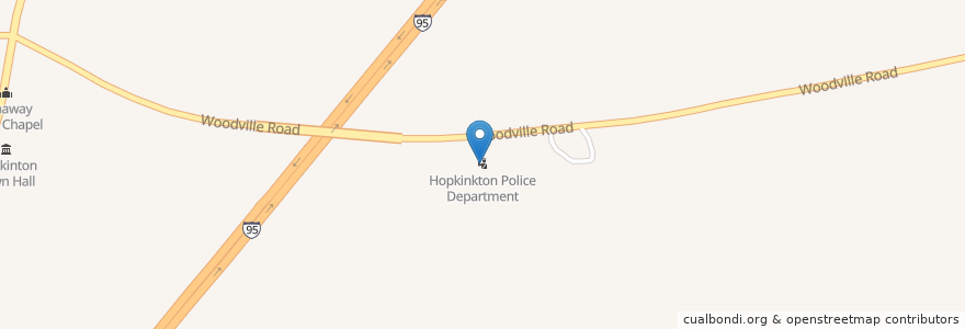 Mapa de ubicacion de Hopkinkton Police Department en United States, Rhode Island, Washington County, Hopkinton.