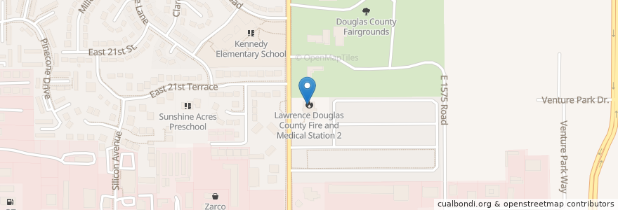 Mapa de ubicacion de Lawrence Douglas County Fire and Medical Station 2 en Verenigde Staten, Kansas, Douglas County, Lawrence.