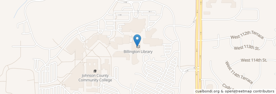 Mapa de ubicacion de Billington Library (LIB) en Estados Unidos De América, Kansas, Johnson County, Overland Park.