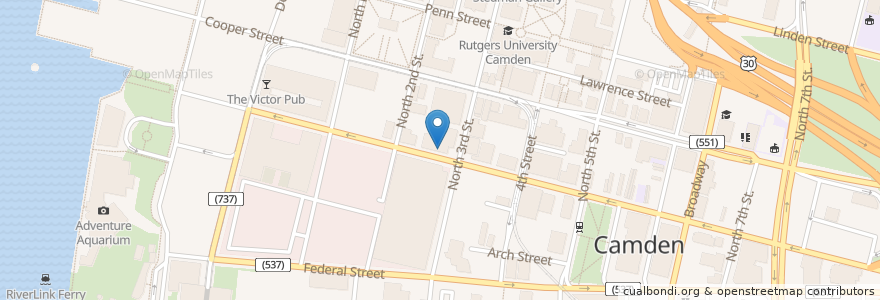 Mapa de ubicacion de George's Restaurant en 미국, 뉴저지, Camden County, Camden.