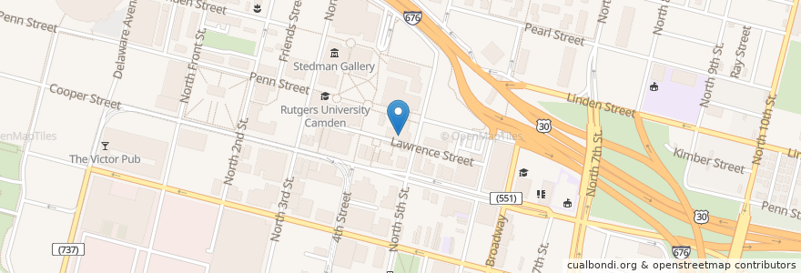 Mapa de ubicacion de Bridge Cafe en アメリカ合衆国, ニュージャージー州, Camden County, Camden.