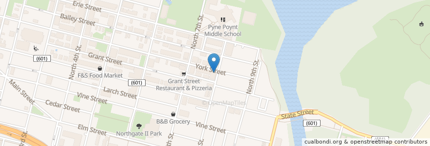 Mapa de ubicacion de Tony & Ruth's Steaks en 美利坚合众国/美利堅合眾國, 新泽西州 / 新澤西州 / 紐澤西州, Camden County, Camden.