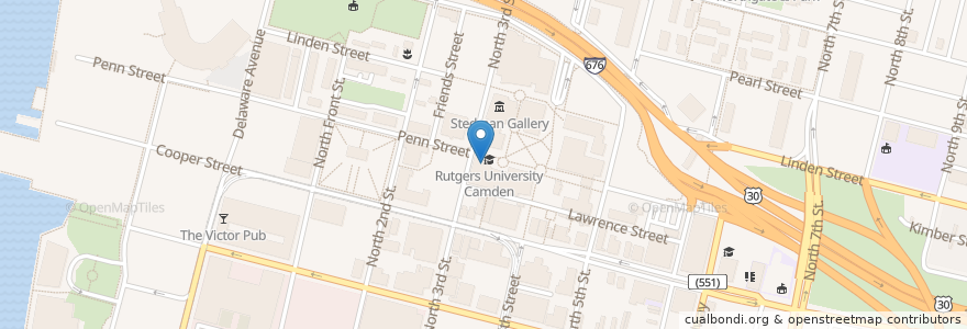 Mapa de ubicacion de Rutgers Dining Hall en Соединённые Штаты Америки, Нью-Джерси, Camden County, Camden.