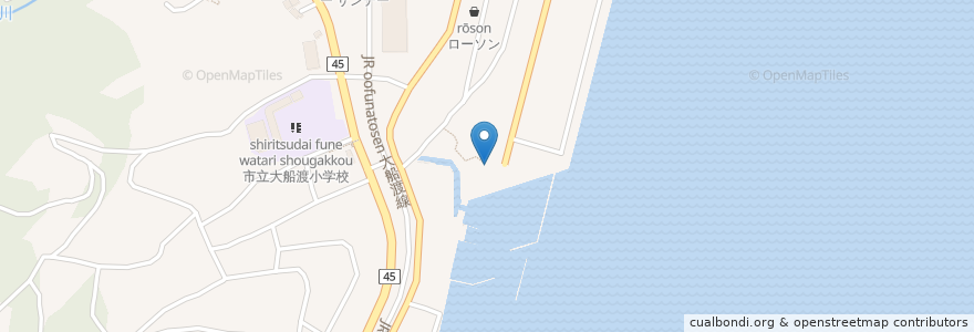 Mapa de ubicacion de 鎮魂愛の鐘記念碑 en Japão, 岩手県, 大船渡市.
