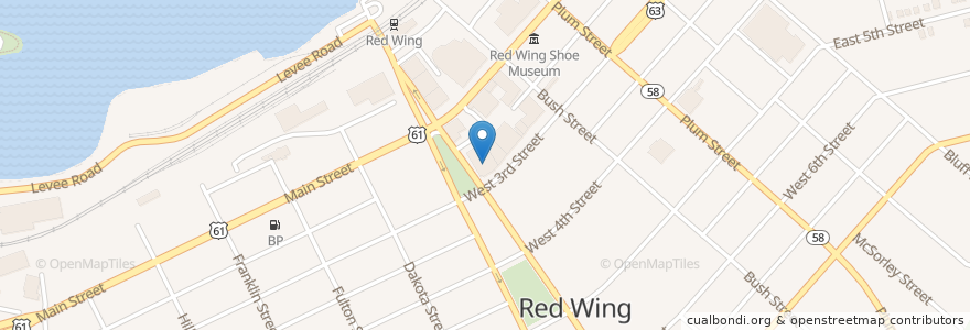 Mapa de ubicacion de Red Wing Library en Verenigde Staten, Minnesota, Goodhue County, Red Wing.