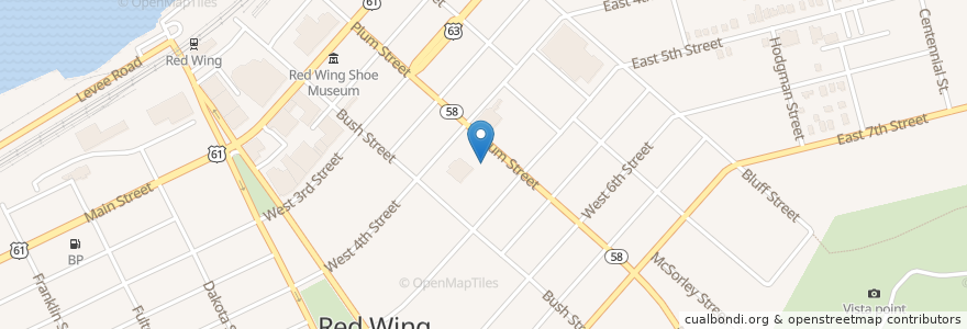 Mapa de ubicacion de Red Wing City Hall en ایالات متحده آمریکا, مینه‌سوتا, Goodhue County, Red Wing.