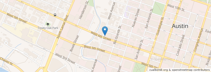 Mapa de ubicacion de Kung Fu Saloon en United States, Texas, Travis County, Austin.