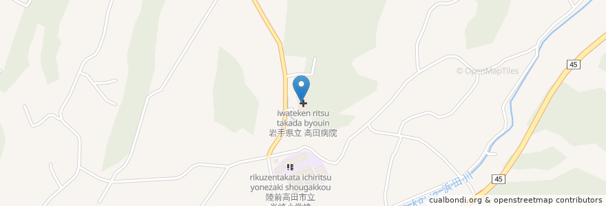 Mapa de ubicacion de 岩手県立 高田病院 en 日本, 岩手県, 陸前高田市.