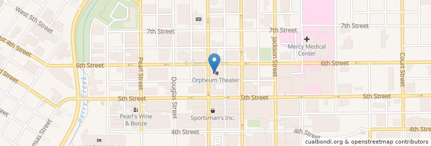 Mapa de ubicacion de Orpheum Theater en Estados Unidos De América, Iowa, Woodbury County, Sioux City.