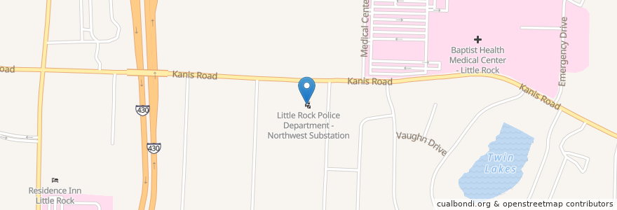 Mapa de ubicacion de Little Rock Police Department - Northwest Substation en Соединённые Штаты Америки, Арканзас, Pulaski County, Little Rock.