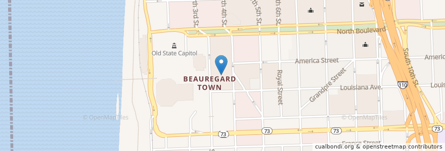 Mapa de ubicacion de East Baton Rouge Parish Courthouse en アメリカ合衆国, ルイジアナ州, East Baton Rouge Parish, Baton Rouge.